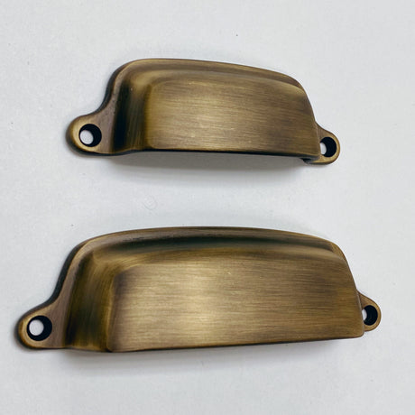 Eloise Antique Brass Cabinet Cup Drawer Pull - Kitchen Drawer Handle - Forge Hardware Studio
