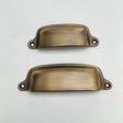 Eloise Antique Brass Cabinet Cup Drawer Pull - Kitchen Drawer Handle - Forge Hardware Studio