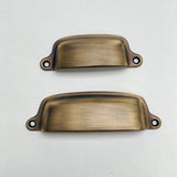 Eloise Antique Brass Cabinet Cup Drawer Pull - Kitchen Drawer Handle - Forge Hardware Studio