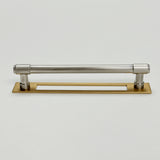 Champagne Bronze and Satin Nickel Industrial Modern Pulls and Knob with Backplate - Forge Hardware Studio