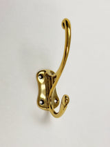 Polished Unlacquered Brass "Double" Wall Hook - Forge Hardware Studio