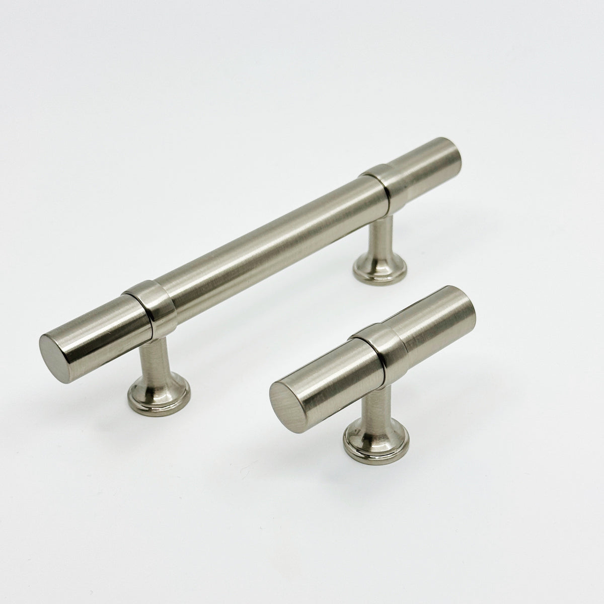 Smooth T-Bar "Contemporary" Satin Nickel Knobs and Pulls - Forge Hardware Studio