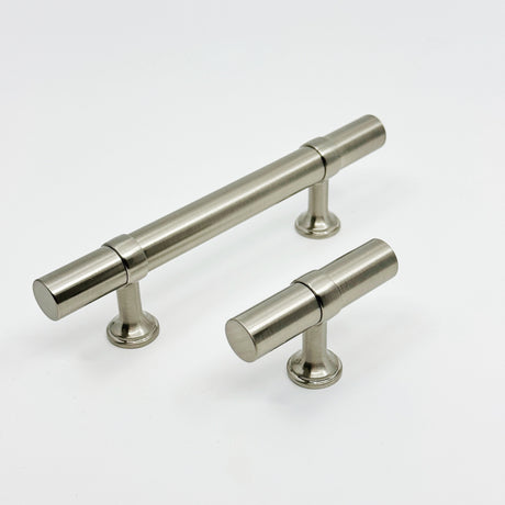 Smooth T-Bar "Contemporary" Satin Nickel Knobs and Pulls - Forge Hardware Studio