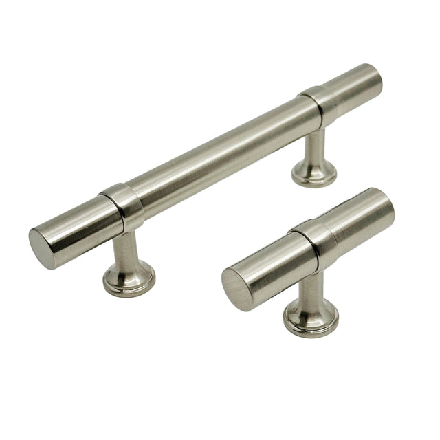 Smooth T-Bar "Contemporary" Satin Nickel Knobs and Pulls - Forge Hardware Studio