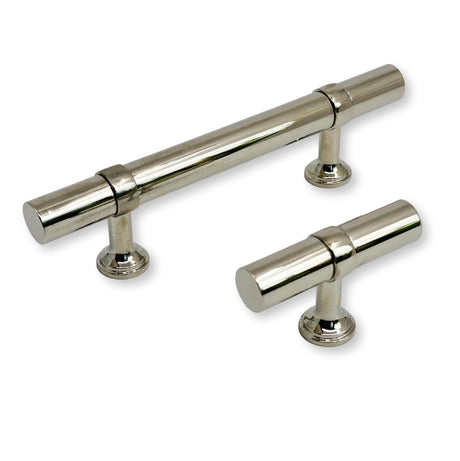 Smooth T-Bar "Contemporary" Polished Nickel Knobs and Pulls - Forge Hardware Studio