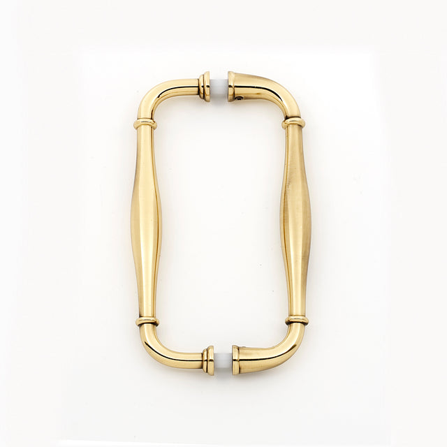 Aged Polished Brass "Kensington" Glass Shower Door Handle - Forge Hardware Studio