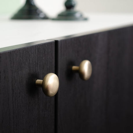 Round Brushed Brass "Halo" Cabinet Knob and Hook - Forge Hardware Studio