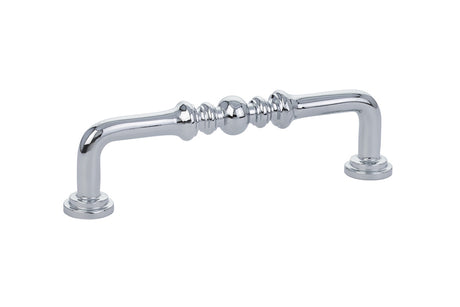 Chrome cabinet handle on a white background