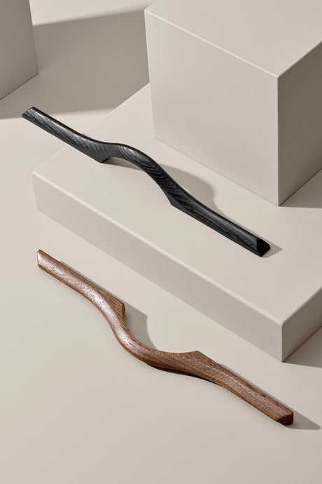 Lacquered Walnut Wood "Eros" Drawer Pulls - Euro • Knobs