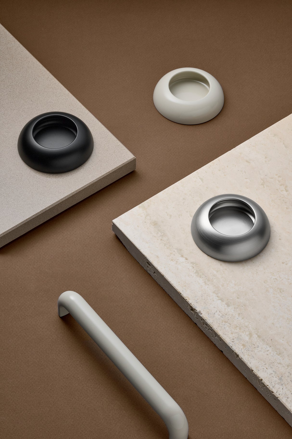 Satin Steel "Vibe" Cup Knob and Drawer Pull - Forge Hardware Studio