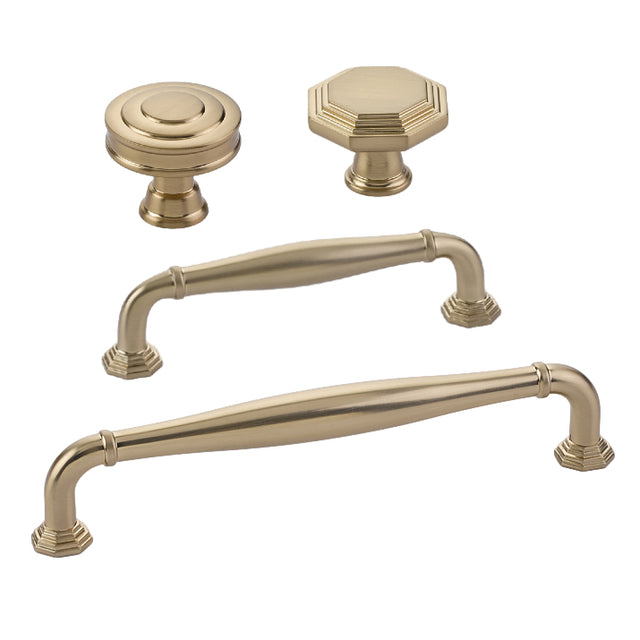 Champagne Bronze "Elite Geometric" Cabinet Knobs and Drawer Pulls - Forge Hardware Studio