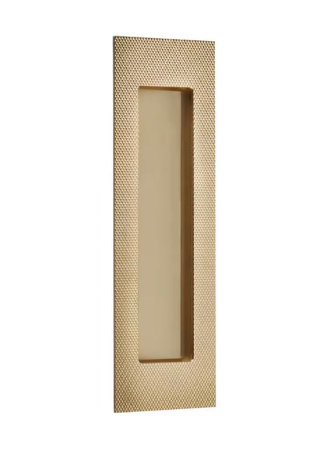 Modern Knurled Rectangular Solid Brass Recess Door Pull in French Brass