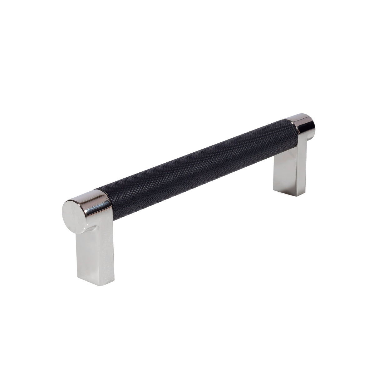 Knurled Polished Nickel and Black Cabinet Knobs and Drawer Pulls