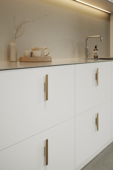 Brushed Bronze "Facet" Drawer Pulls - Euro • Knobs