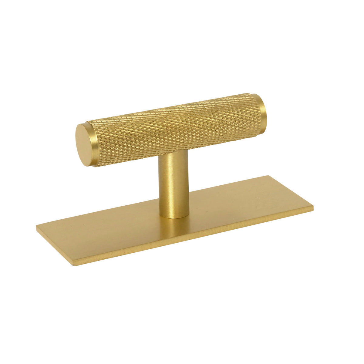 Brass Knurled "Texture Backplate" Drawer Pulls and Knobs in Satin Brass - Forge Hardware Studio