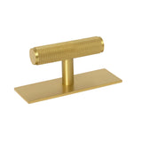 Brass Knurled "Texture Backplate" Drawer Pulls and Knobs in Satin Brass - Forge Hardware Studio