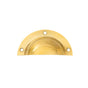 Gold cabinet handle on a white background