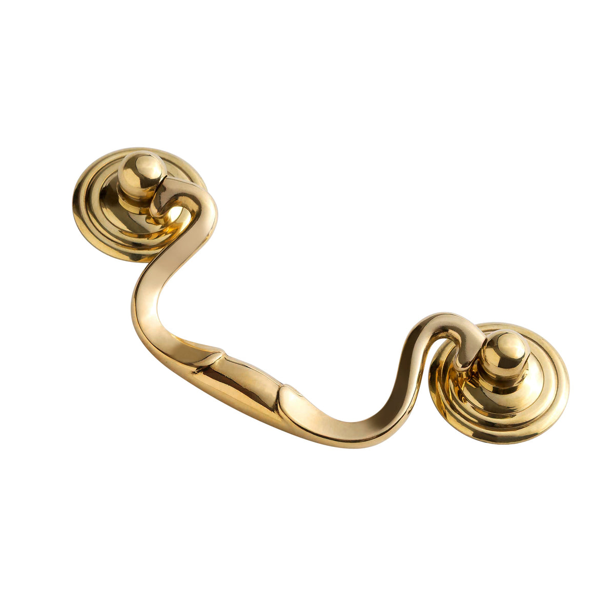 Unlacquered Brass "Ellie" Swan-Neck Drawer Pull - Forge Hardware Studio