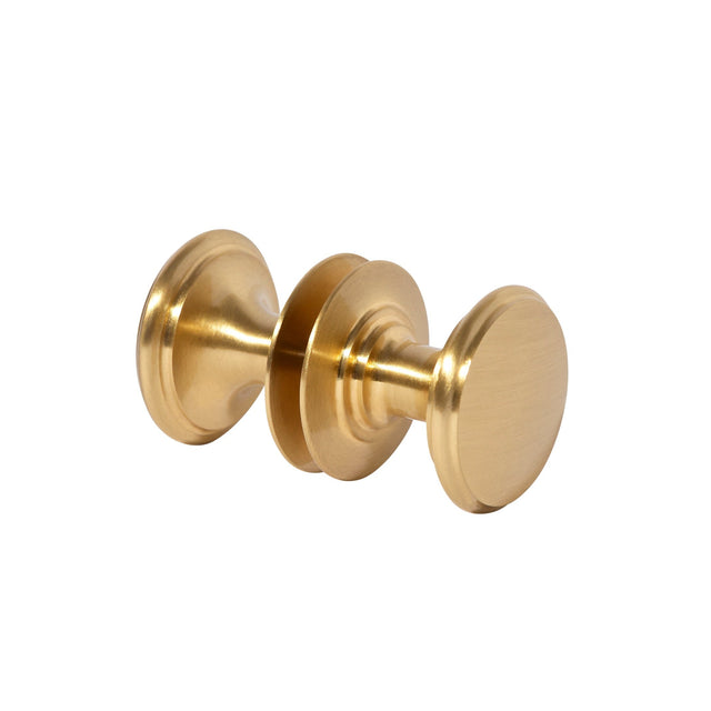 Round Satin Brass "Penny" Round Glass Shower Knob - Forge Hardware Studio