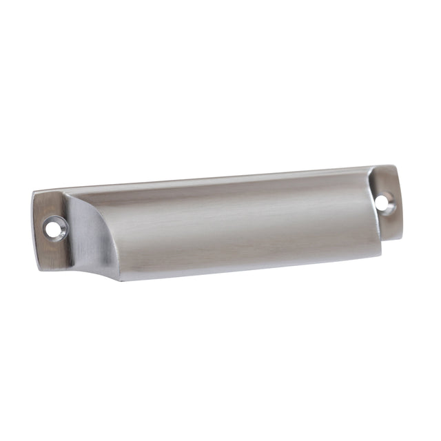 Brushed Chrome "Ballard" Cup Drawer Pull - Forge Hardware Studio