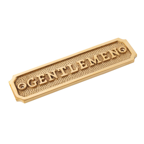 Brass Door Sign "Gentlemen" 5-1/2 in. Vintage Door Plaque - Forge Hardware Studio
