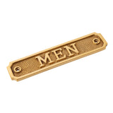 Brass Door Sign "Men" 5-1/2 in. Vintage Door Plaque - Forge Hardware Studio
