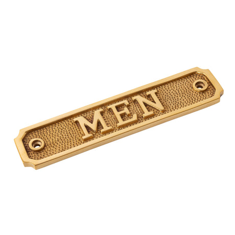 Brass Door Sign "Men" 5-1/2 in. Vintage Door Plaque - Forge Hardware Studio