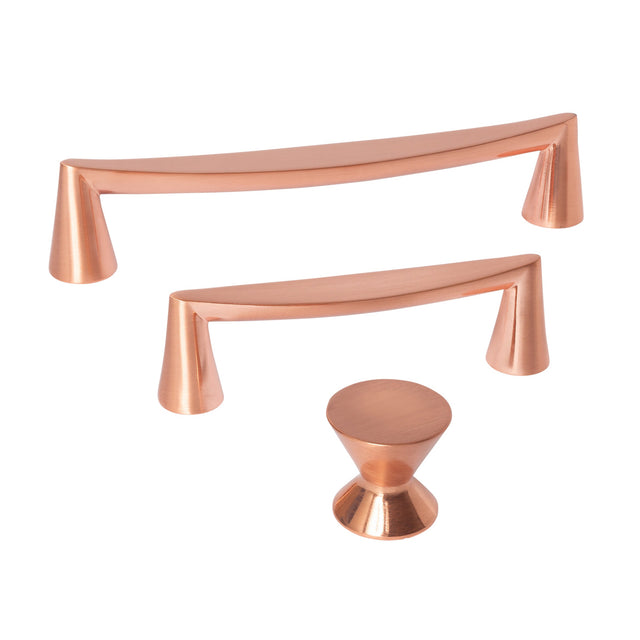 Brushed Copper "Core" Drawer Pulls and Knob - Forge Hardware Studio