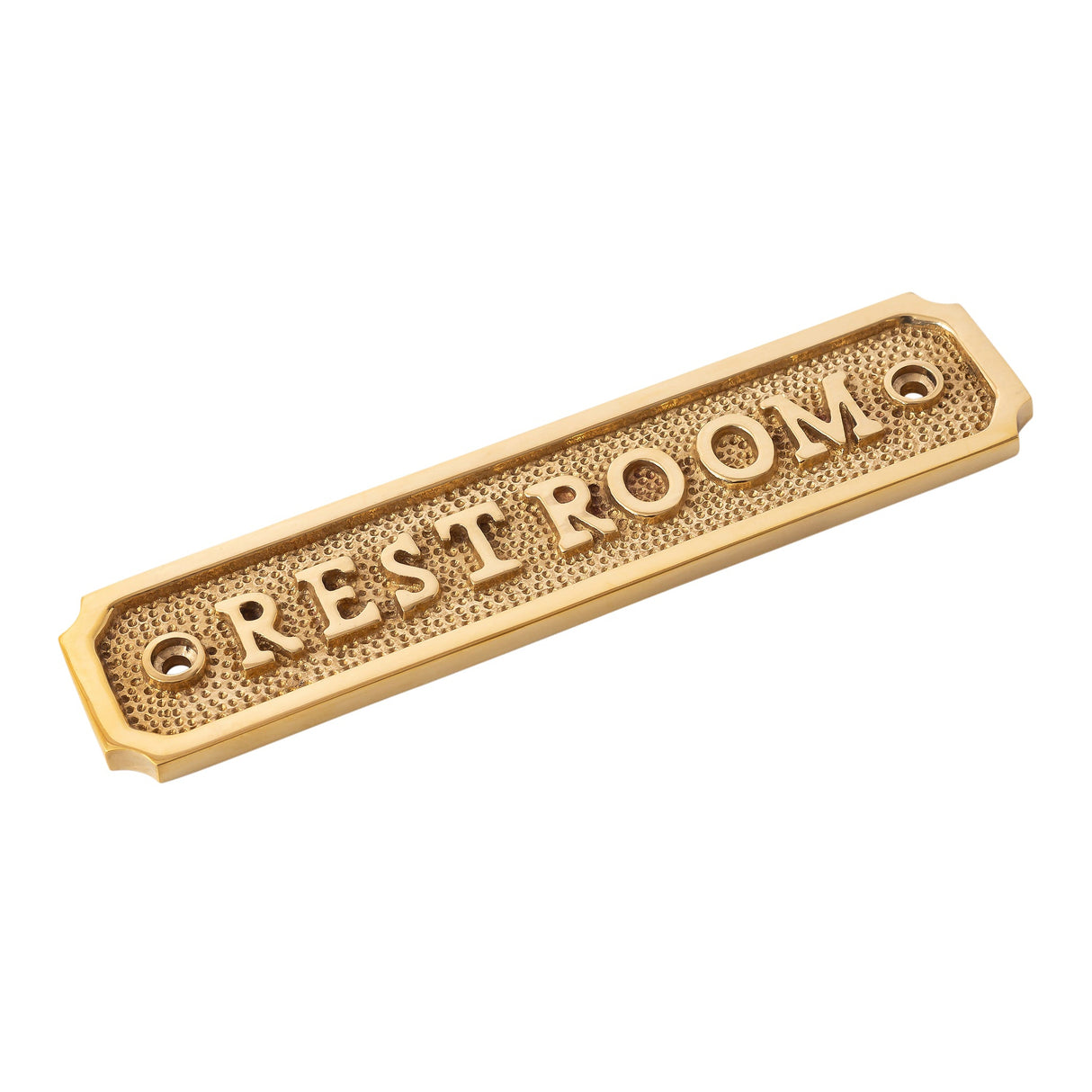 Brass Door Sign "Restroom" 5-1/2 in. Vintage Door Plaque - Forge Hardware Studio