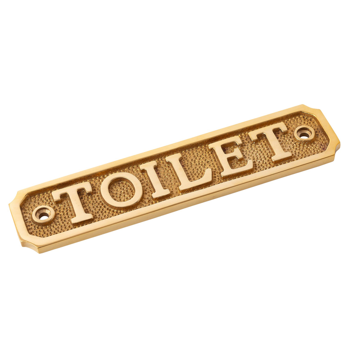 Brass Door Sign "Toilet" 5-1/2 in. Vintage Door Plaque - Forge Hardware Studio