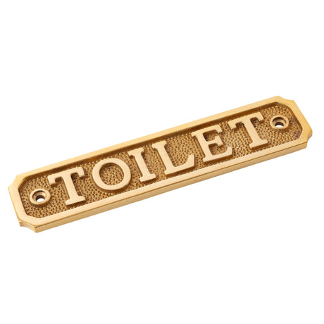 Brass Door Sign "Toilet" 5-1/2 in. Vintage Door Plaque - Forge Hardware Studio