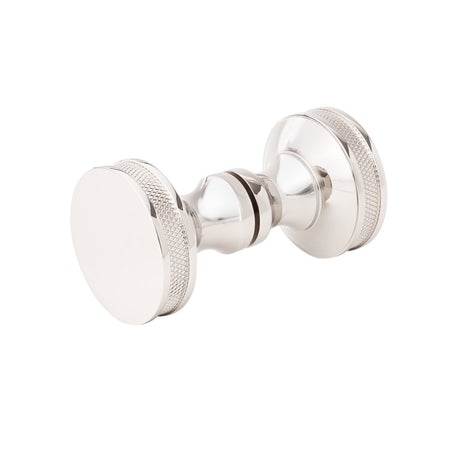 Polished Nickel "Knurled" Round Glass Shower Knob - Forge Hardware Studio