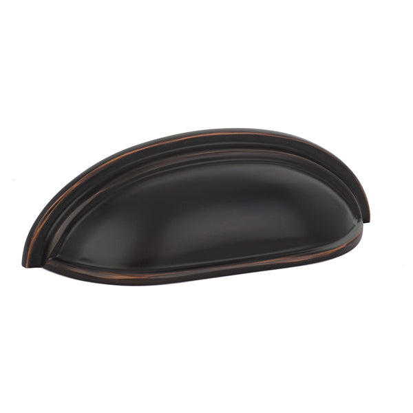 Dark brown cabinet handle on a white background