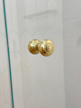 Round Polished Unlacquered Brass "Fia" Round Glass Shower Knob - Industry Hardware