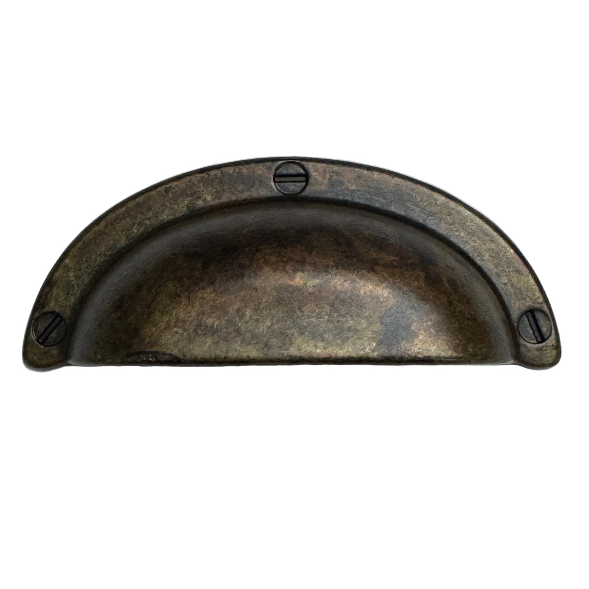 Cup Drawer Pulls "Amalfi" in Worn Brass - Forge Hardware Studio