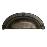 Cup Drawer Pulls "Amalfi" in Worn Brass - Forge Hardware Studio