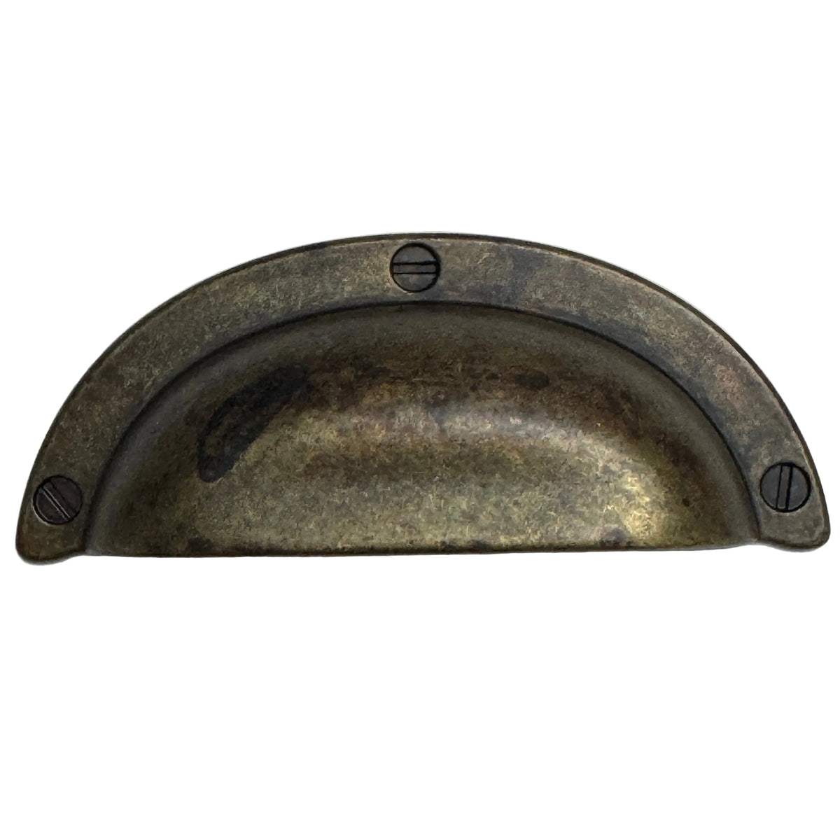 Cup Drawer Pulls "Amalfi" in Worn Brass - Forge Hardware Studio