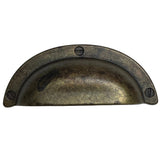 Cup Drawer Pulls "Amalfi" in Worn Brass - Forge Hardware Studio