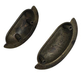 Cup Drawer Pulls "Amalfi" in Worn Brass - Forge Hardware Studio
