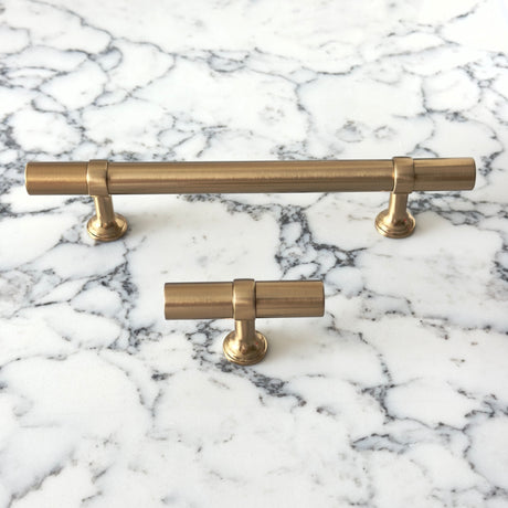 Smooth T-Bar "Contemporary" Champagne Bronze Knobs and Pulls - Forge Hardware Studio