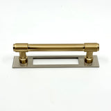Champagne Bronze and Satin Nickel Industrial Pulls and Knob with Backplate - Forge Hardware Studio