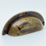 Drawer Cup Pulls "Amalfi" in Worn Brass - Forge Hardware Studio