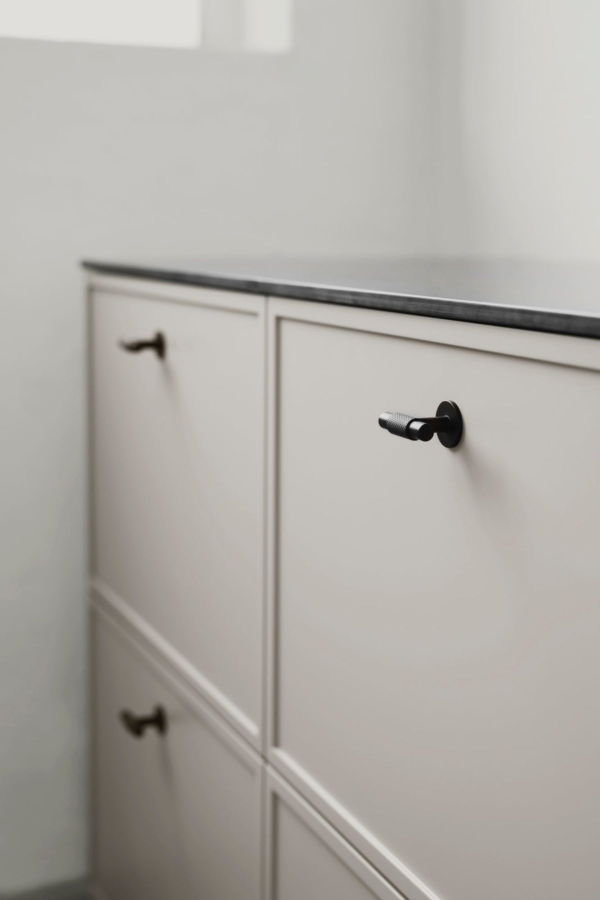 Matte Black "Manor" Knurled Cabinet Knobs and Drawer Pulls - Euro • Knobs