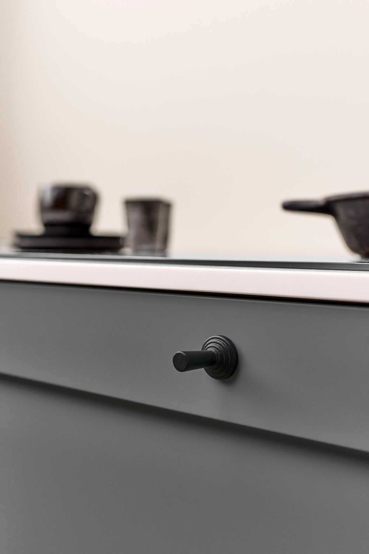 Matte Black "Motion" Knob and Drawer Pull - Forge Hardware Studio