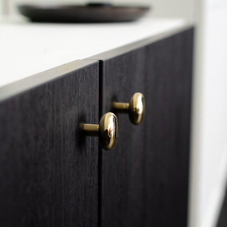 Polished Unlacquered Brass "Halo" Round Cabinet Knob and Hook - Forge Hardware Studio