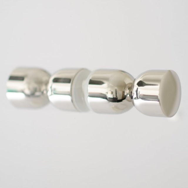 Glass Shower "Double Cup" Round Polished Nickel Back to Back Door Knob - Forge Hardware Studio