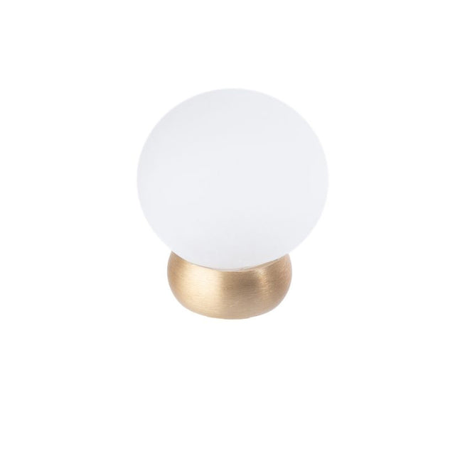Round Lew's Hardware Brass and Frosted Glass Cabinet Knob - Forge Hardware Studio
