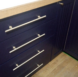 Lew's Round Bar Cabinet Knobs and Handles in Brushed Brass - Forge Hardware Studio