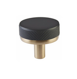 Knurled "Converse" Champagne Bronze and Black Dual-Finish Knobs and Pulls - Forge Hardware Studio