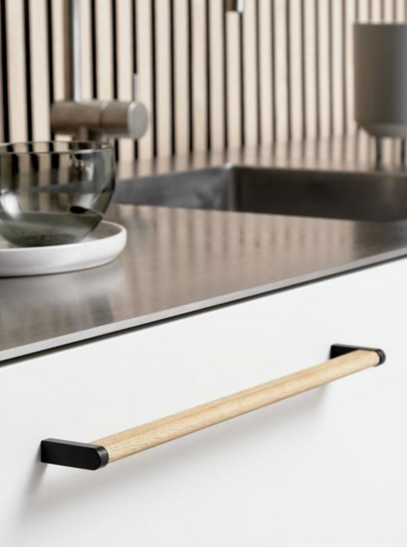 Black and Oak Wood "Crossing" Cabinet Knob and Drawer Handles - Forge Hardware Studio